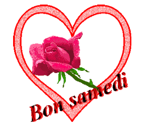 Gif animé Bon samedi coeur et rose